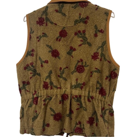 John Rich & Bros Woolrich Brown Floral Full Zipper Vest Women's Medium - Picture 5 of 6